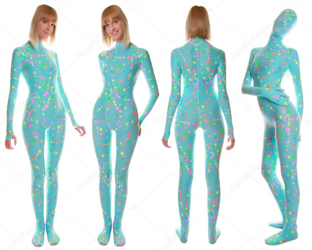 Bright UV Reactive Pyjamas Style Zentai Catsuit