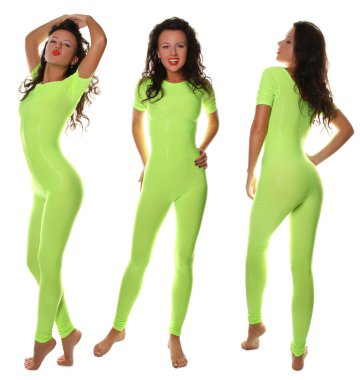 Sexy Sporty Girl in light green Fitness Suit clipart