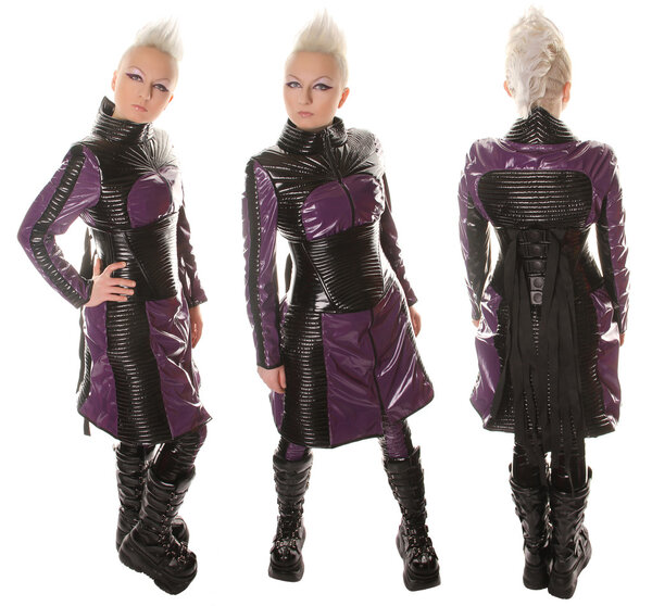 Girl in Spandex Catsuit with Shiny Accessories