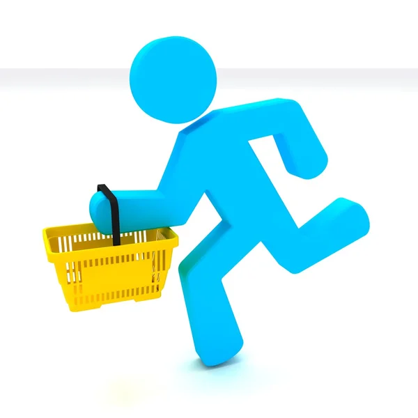 Cliente com cesta de compras — Fotografia de Stock
