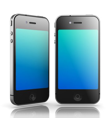 İki akıllı telefonlar üzerinde beyaz