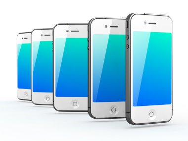 White Smartphones isolated clipart