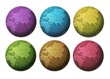 Six colorful globe