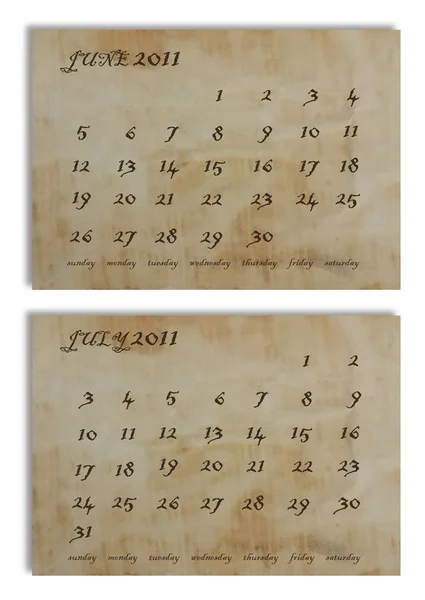 在旧的纸上的日历 — 图库照片