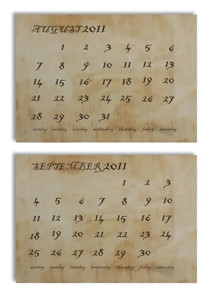 Calendário sobre papel velho — Fotografia de Stock