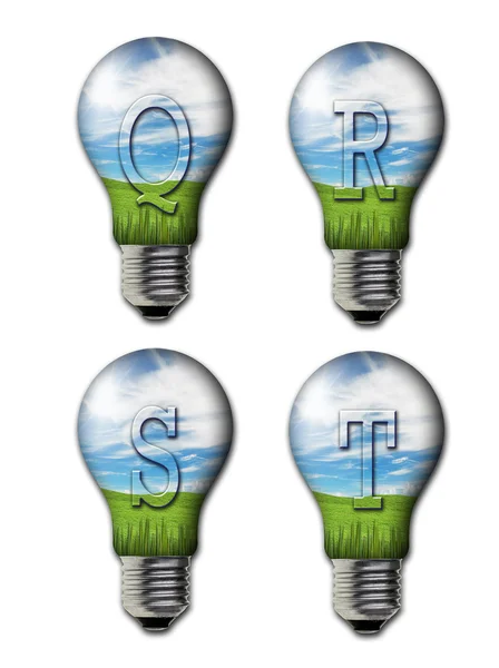Alphabet and number in the bulb — Stock Photo, Image