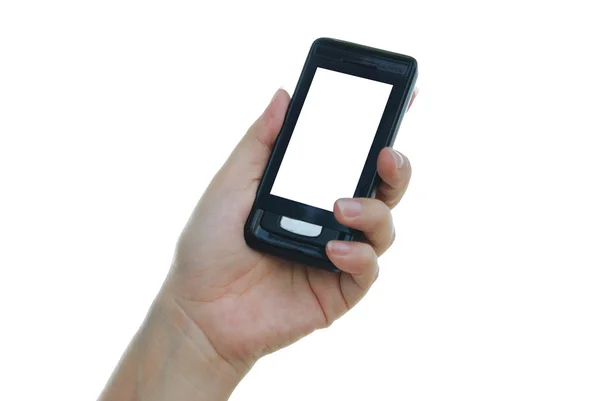 Hand holding mobile phone — Stock Photo, Image