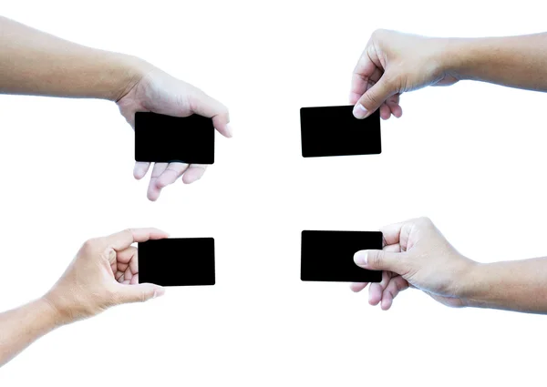 Набор рук с визиткой — стоковое фото