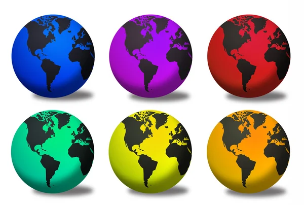 Uppsättning färgglada globe — Stockfoto