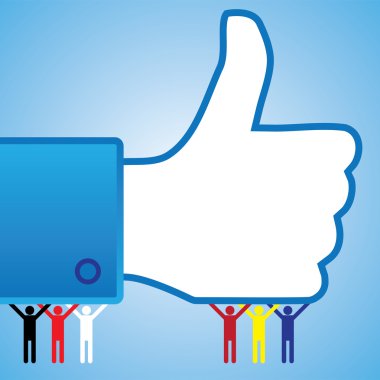 Colorful thumb up like hand symbol with clipart