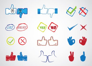 Internet website icons for approval, like,yes & no