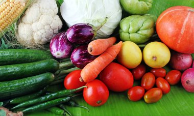Colorful organic vegetables from farm on display clipart