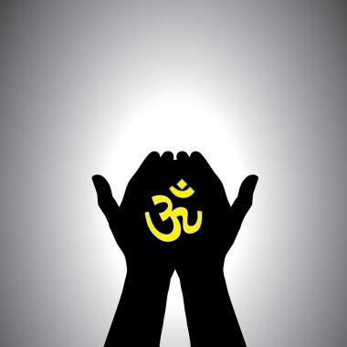 Kutsal hindu sembolü ile el dua kişi