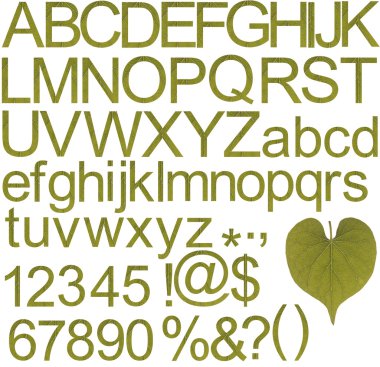 Green alphabets, numbers and special characters clipart