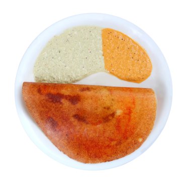 Masala dosa with different types of chutney clipart