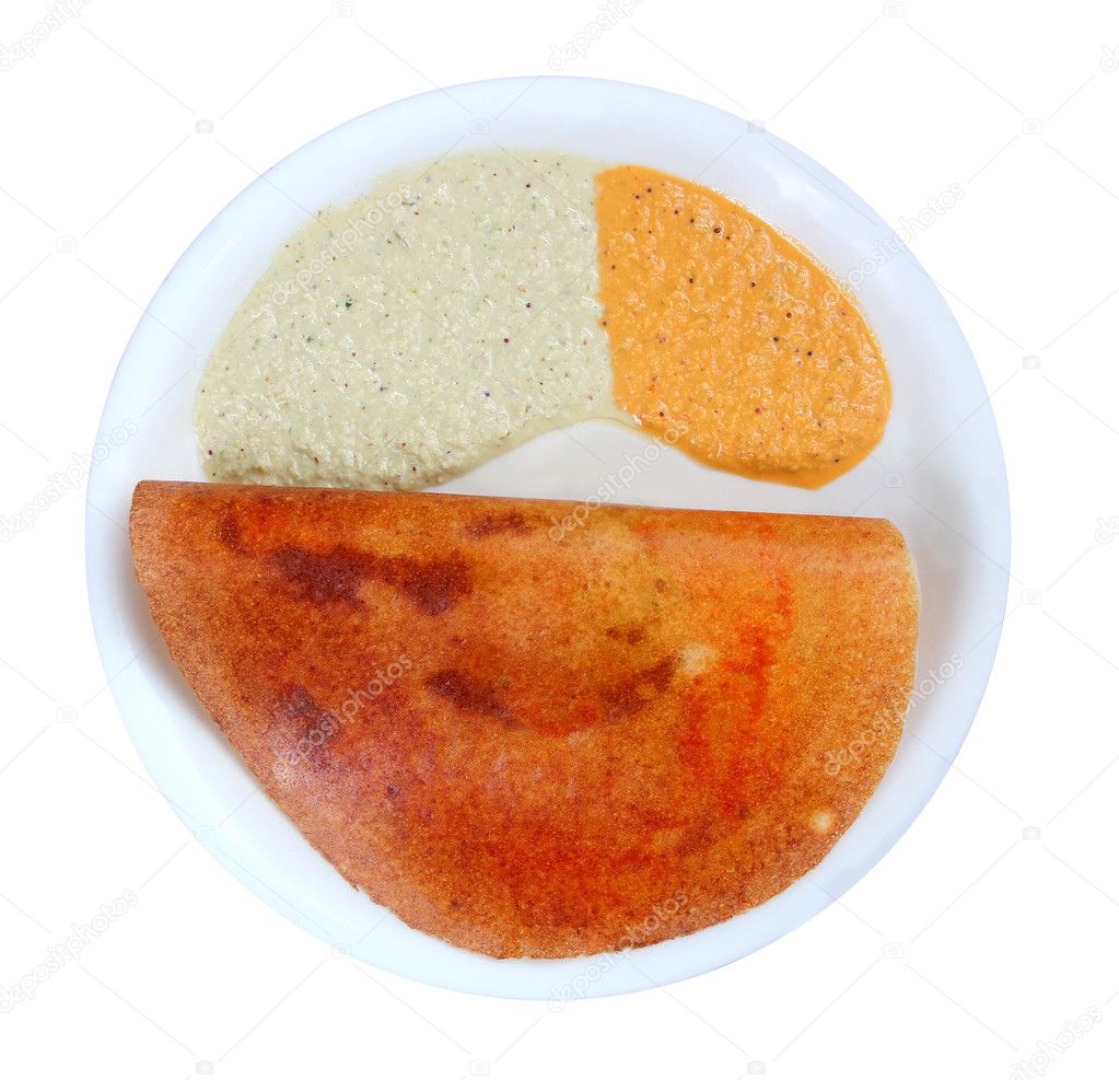 Masala dosa with different types of chutney Stock Photo by ©smarnad 8199546