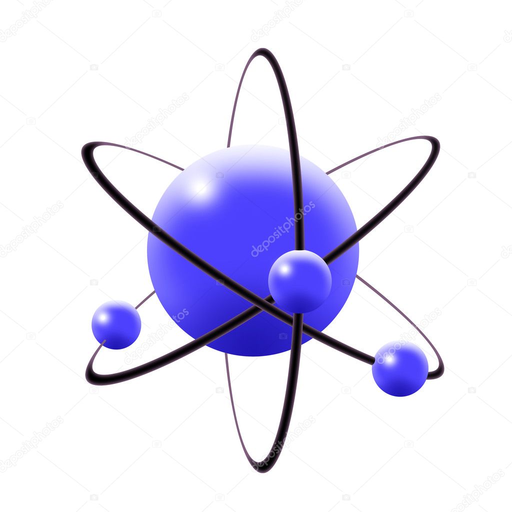Atom in blue