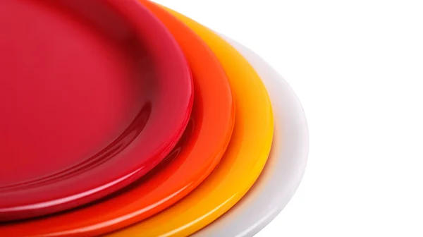 Colorful plates stacked for display — Stock Photo, Image