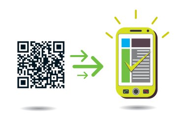 QR Code processing in cellphone clipart