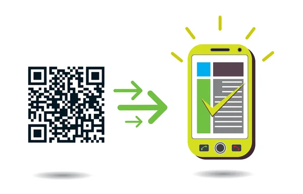 QR Code processing in cellphone — Stock Vector