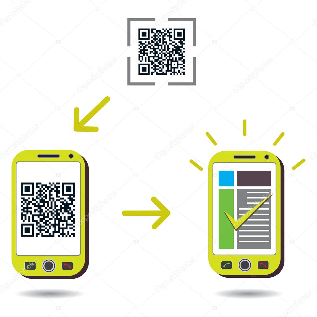 Cellphone scanning QR code and showing success