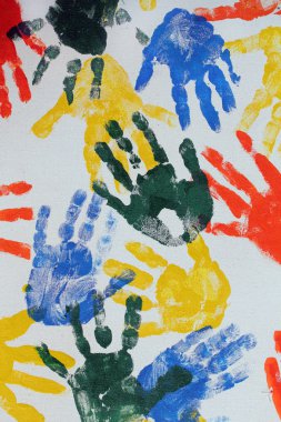 Colorful hand imprints clipart