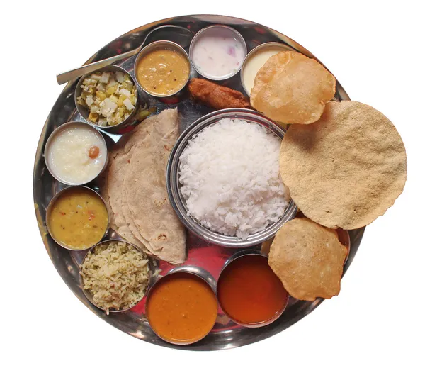 Comida e refeições tradicionais do almoço indiano — Fotografia de Stock