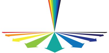 Rainbow colored arrows showing alround growth concept clipart