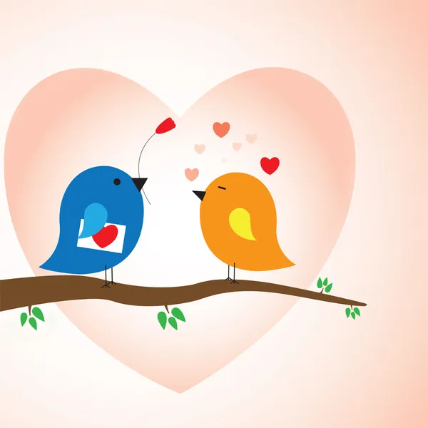 两只爱情鸟爱-情人节 — 图库矢量图片