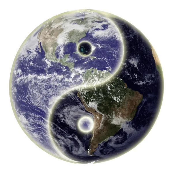 Yin și Yang simbol și pământ — Fotografie, imagine de stoc