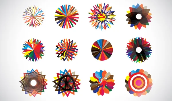 Formes géométriques concentriques circulaires colorées — Image vectorielle