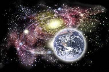 Planet earth and galaxy in the background clipart