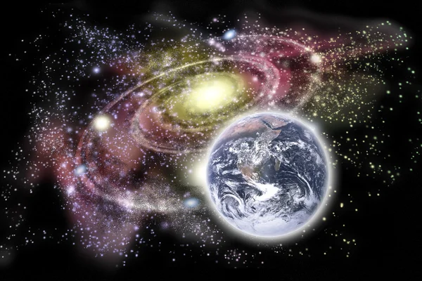 stock image Planet earth and galaxy in the background