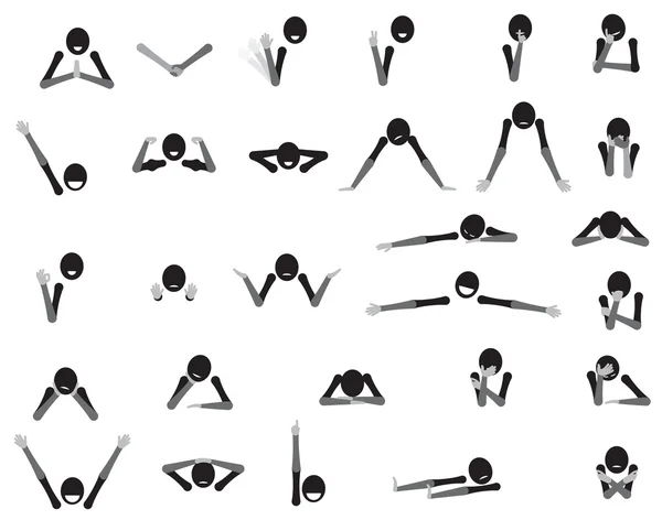 Σύμβολα κινουμένων σχεδίων γλώσσα του σώματος, χειρονομίες και συναισθήματα — Διανυσματικό Αρχείο