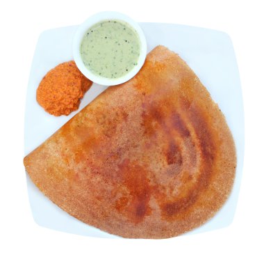 Golden masala dosa with two different chutneys clipart