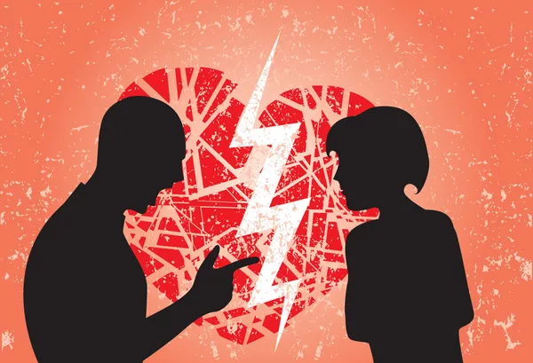 Man en vrouw in liefde met break up — Stockvector