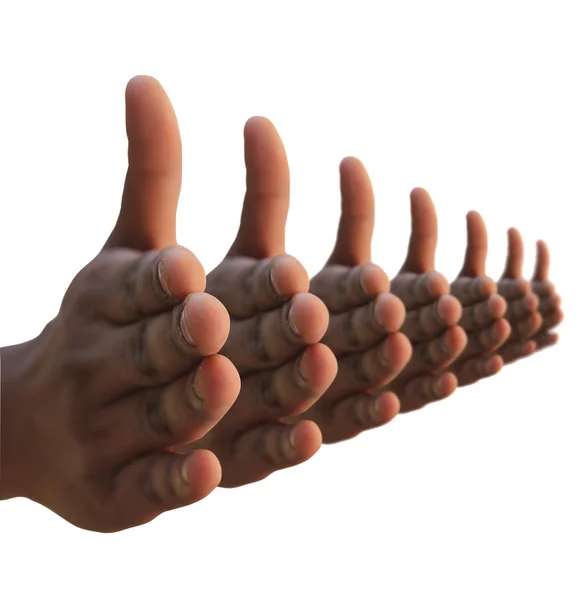 Muitas mãos estendidas para aperto de mão — Fotografia de Stock