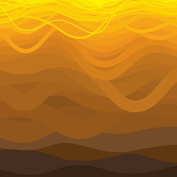 Lignes ondulées courbes dans les tons marron et jaune . — Image vectorielle