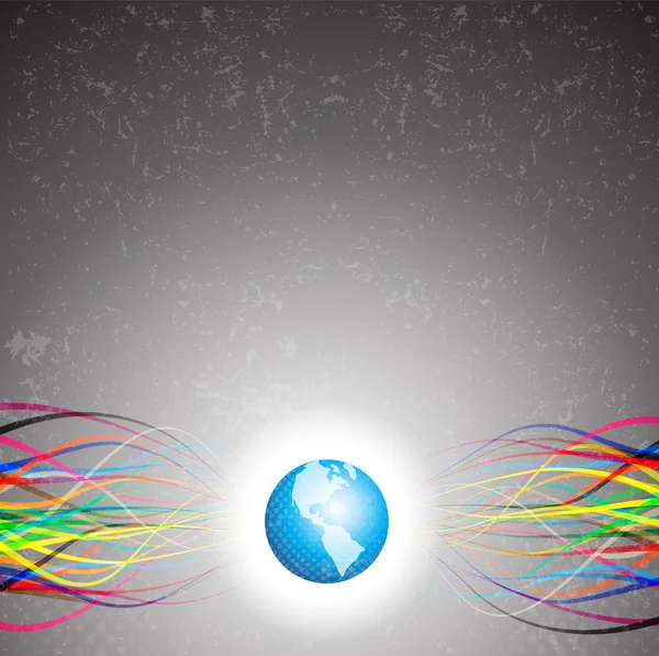 Αφηρημένη πολύχρωμες γραμμές που προκύπτουν από τον πλανήτη γη — Διανυσματικό Αρχείο