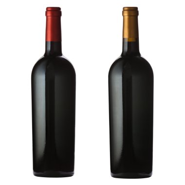 Red wine bottles on white clipart