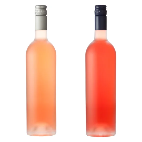 Rosa vinflaskor på vit — Stockfoto
