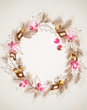 Christmas background with wreath clipart