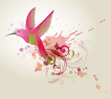 Red abstract bird clipart