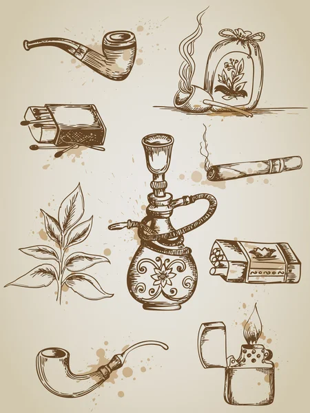 Курение и иконы сигарет — стоковый вектор
