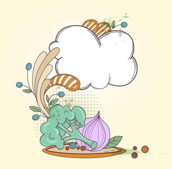 Assiette avec une salade — Image vectorielle