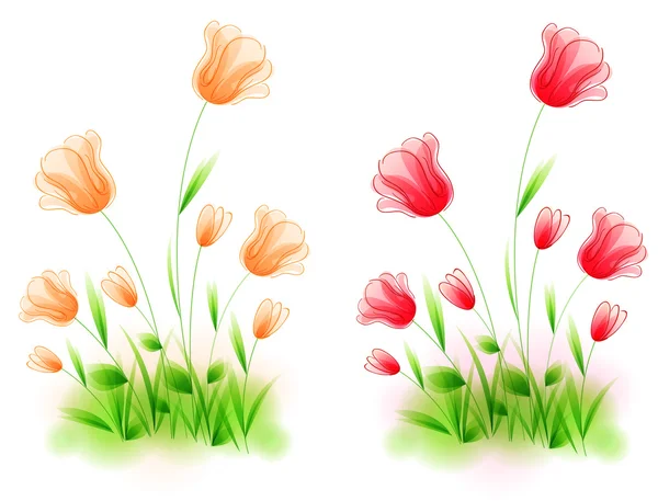 Herbe et tulipes — Image vectorielle