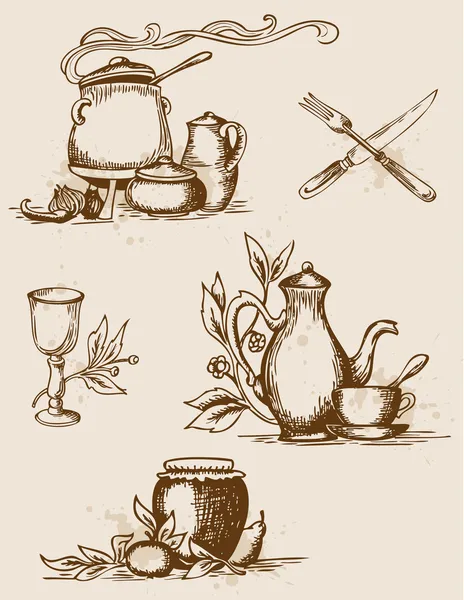 Антикварная посуда — стоковый вектор