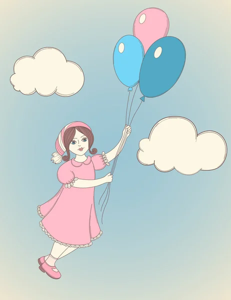 Mädchen mit Luftballons — Stockvektor