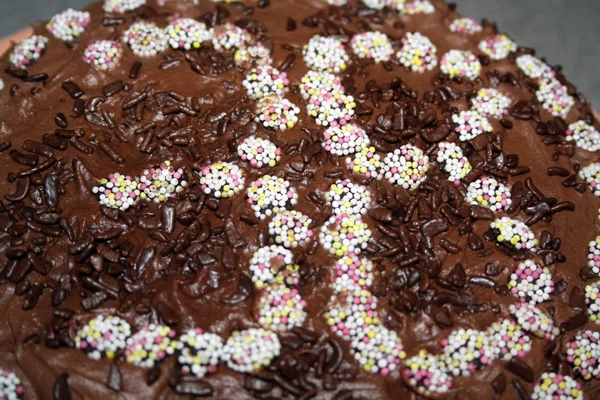 A chocolate sponge birthday cake cake — Stock Photo, Image