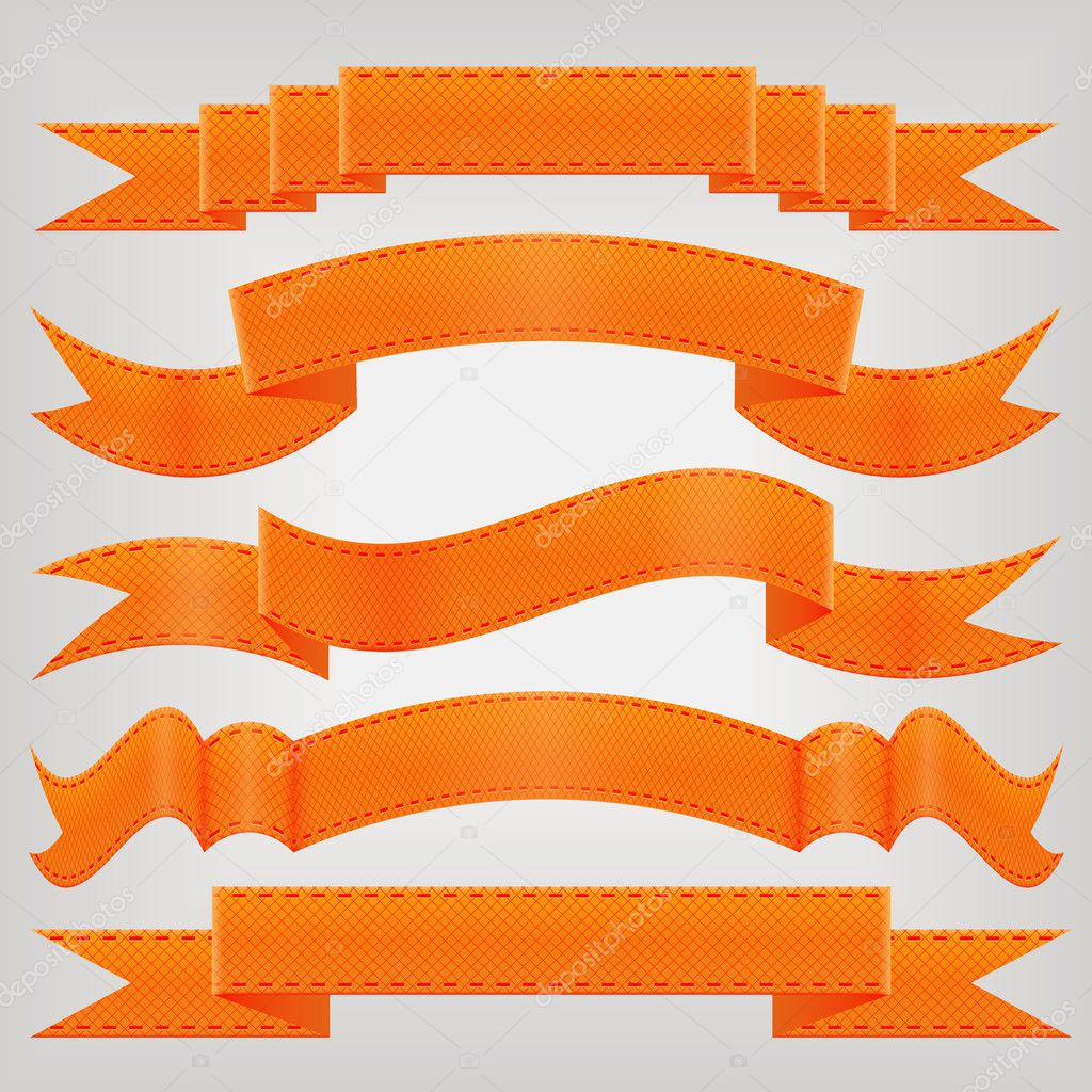 Set of orange ribbons